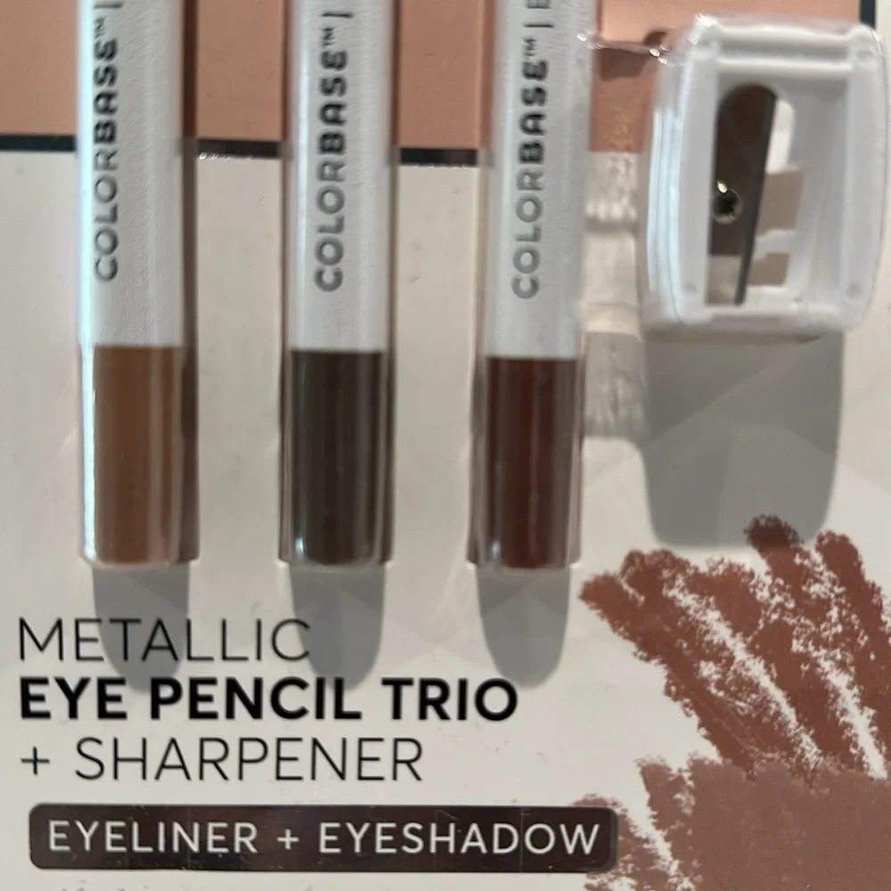 ColorBase Three Mettalic Eyeliner Pencils in Nude, Smoke & Bronze W/Sharpener.